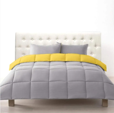 All-Season Bedding Reversible Down Feather Box Quilted Comforter Microfiber Duvet