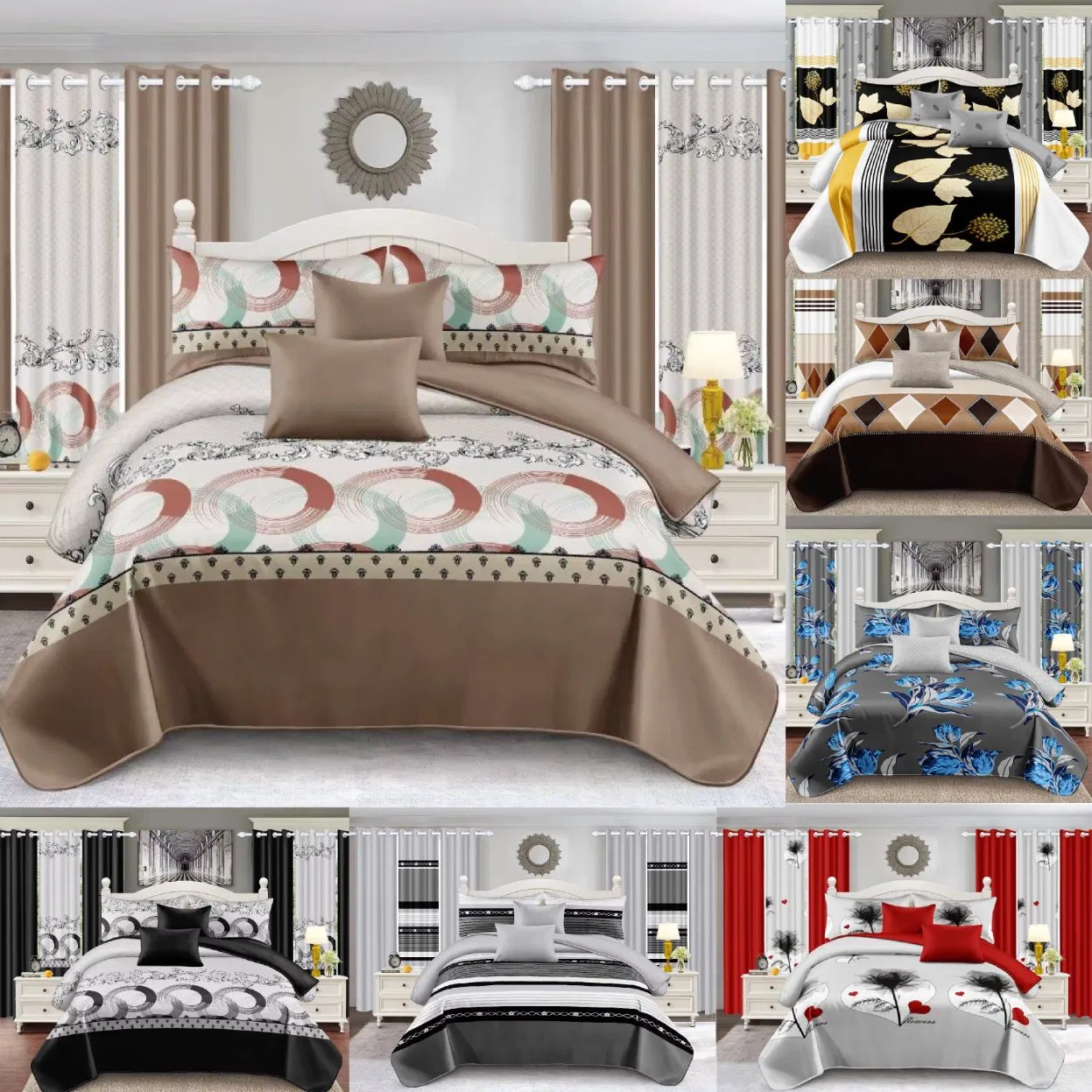 OEM/ODM Blue Bed Sheet Set Printing Microfiber Bed Sheets Pillowcase Colored Home Textile Quilted Bedspread Luxury Bedding Set