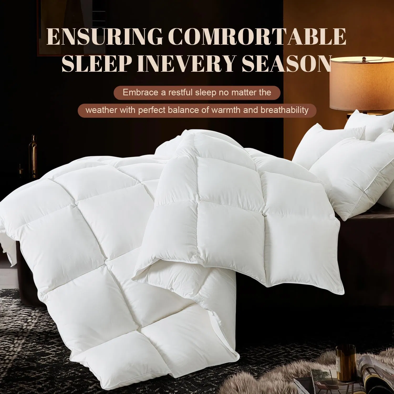 Breathable Down Alternative Comforter White Twin Size All Season Duvet Insert