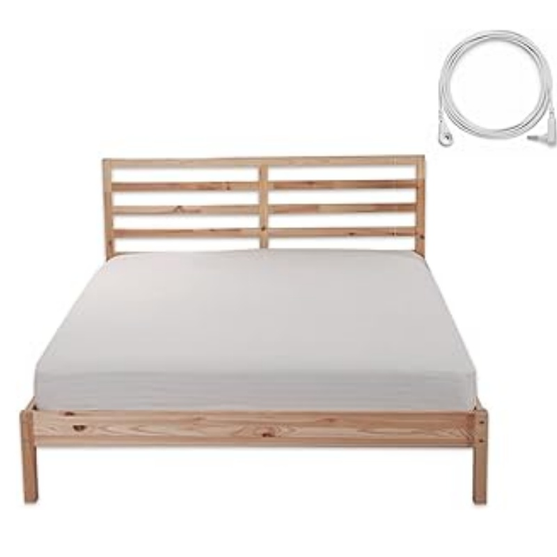 Grounding Fitted Sheets 90% Organic Cotton+10% Pure Silver Fiber, Grounded Sheets with Grounding Cord, Bed Grounding Kit for Healthy Sleep Therapy