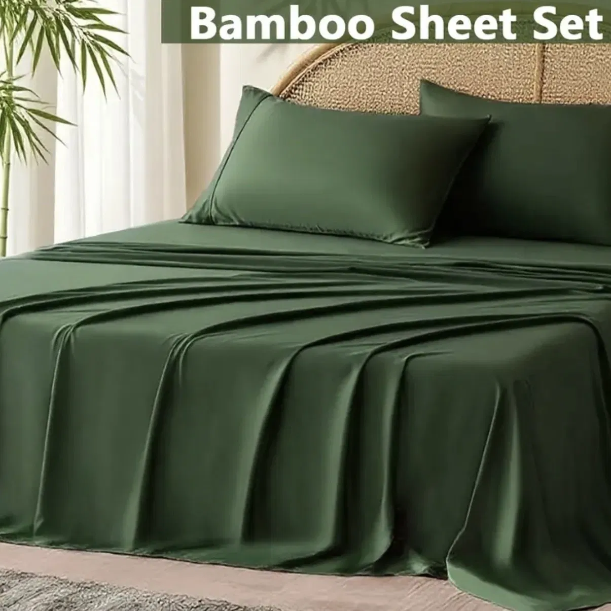 Premium Bamboo Fiber 16-Inch Deep Pockets Fitted Sheet Bed Linen Cooling Bedding Hotel Home Textile Bedding Smooth Satin Bed Sheets