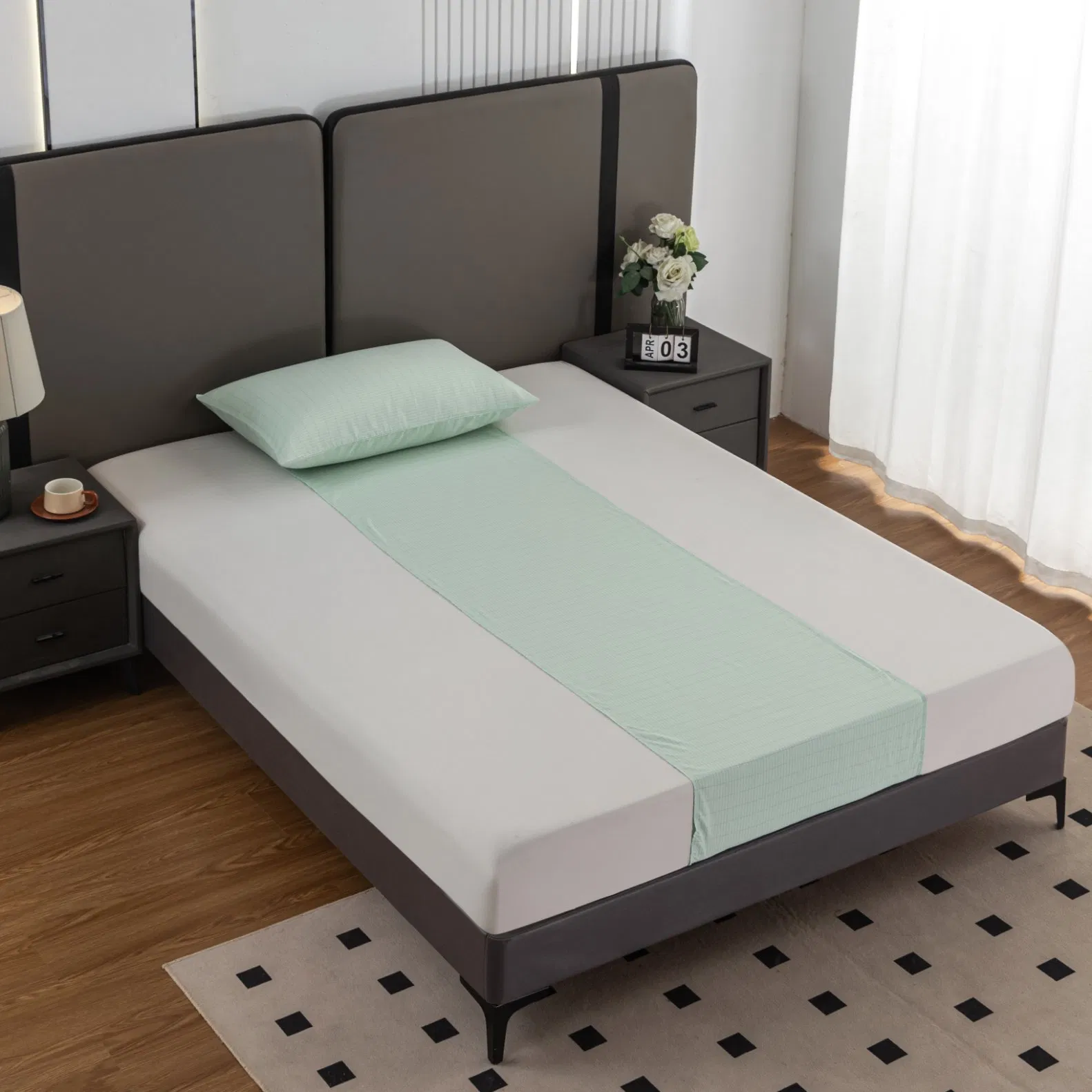 Printed Cotton Silver Antibacterial Conductive Earthing Grounding Bed Fitted Sheet