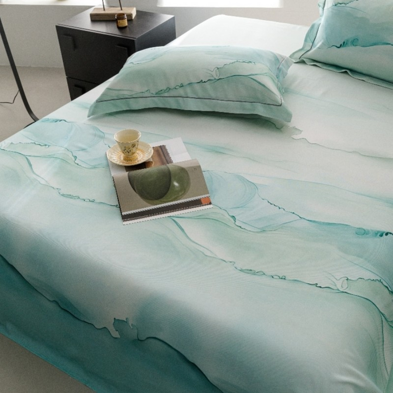 Lyocell Tencel Organicbamboo Fiber Soft Cooling Mat Digital Printed Fitted/Flat Sheet Factory Wholesale and Export Washable Bed Sheets for Home Hotel