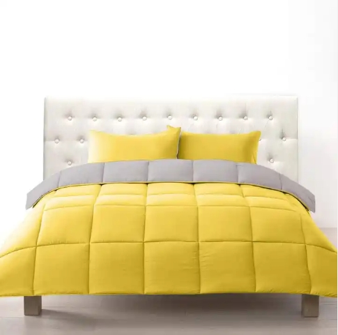 All-Season Bedding Reversible Down Feather Box Quilted Comforter Microfiber Duvet