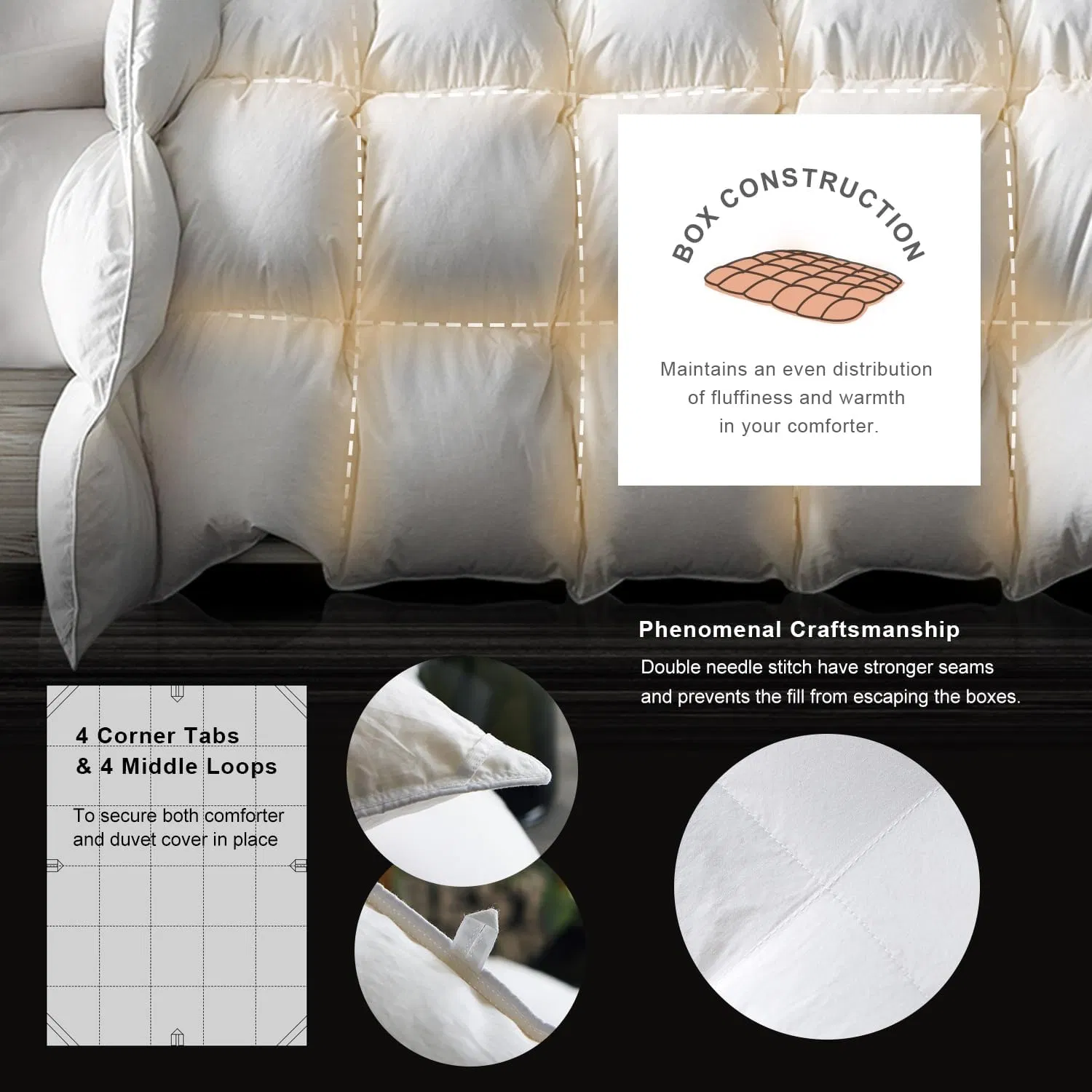 Luxurious White 100% Cotton Duvet Insert for All Seasons