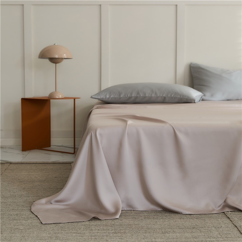 Summer Cooling Lyocell Tencel Flat &amp; Fitted Sheet Bedding Set Plain Color Home Hotel Textile Bed Sheets