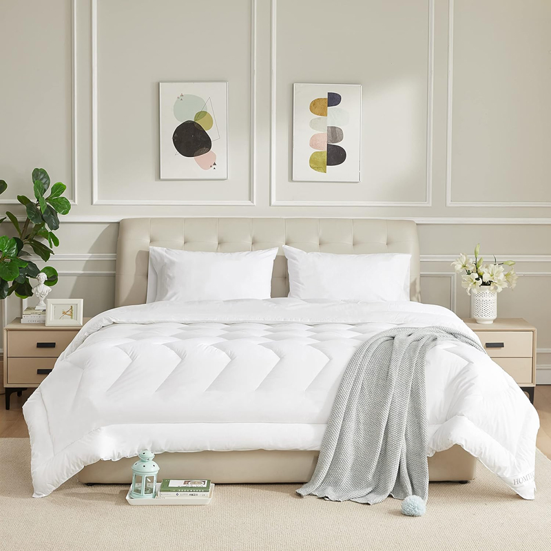 Duvet Insert Cotton Comforter White Down Alternative Duvet 100% Cotton Quilted Fluffy Comforter