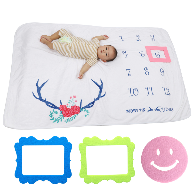 China Wholesale Super Soft Flannel Fleece Photography Baby Milestone Blanket