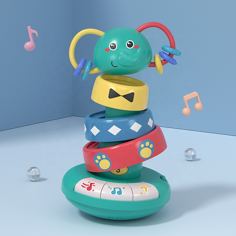 Brinquedo empilhável musical colorido para o desenvolvimento do bebê