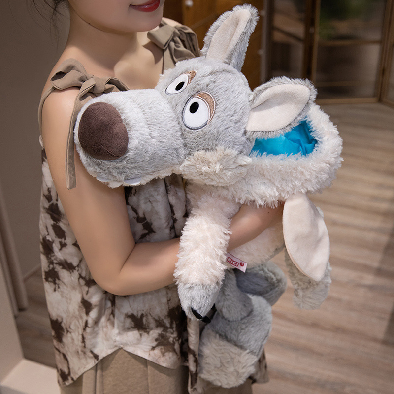 Preço de Atacado Pelúcia Personalizada Design Sob Medida Crianças Bebês Super Macios Animais Bonecos Brinquedos Kawaii Adoráveis Lindos Desenhos Animados Pelúcia Aconchegante Lobo Fábrica