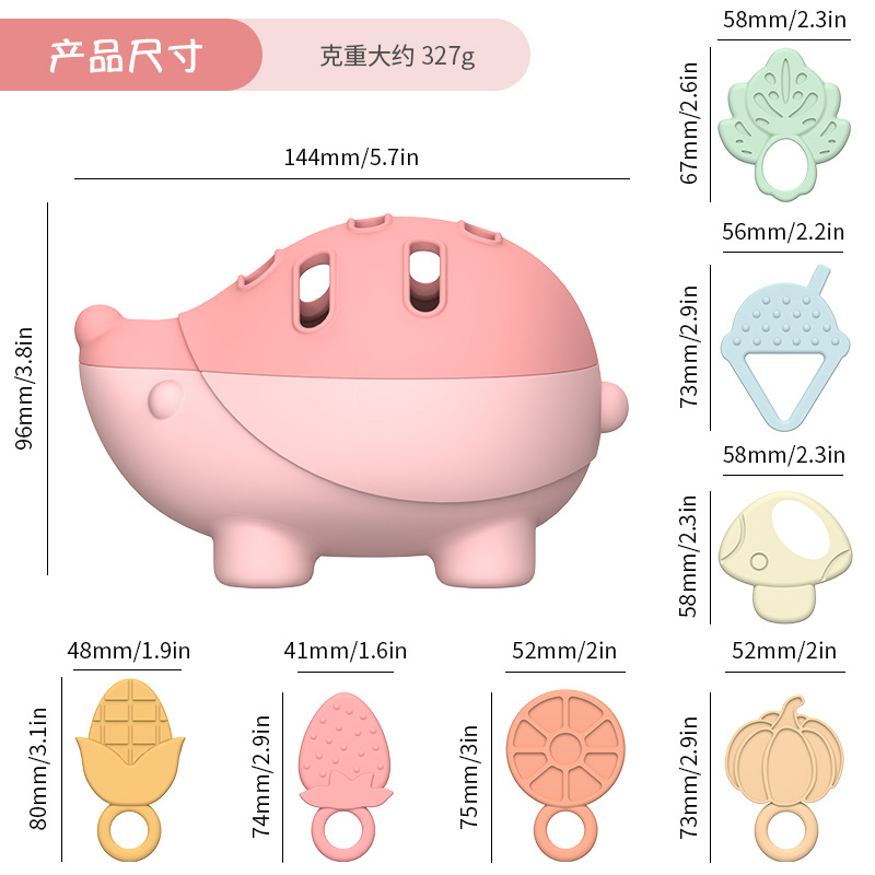 8 em 1 Animais Porquinhos-da-índia Orgânicos Personalizados de Silicone Brinquedos de Mordida para Bebês