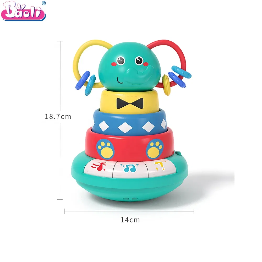 Brinquedo empilhável musical colorido para o desenvolvimento do bebê