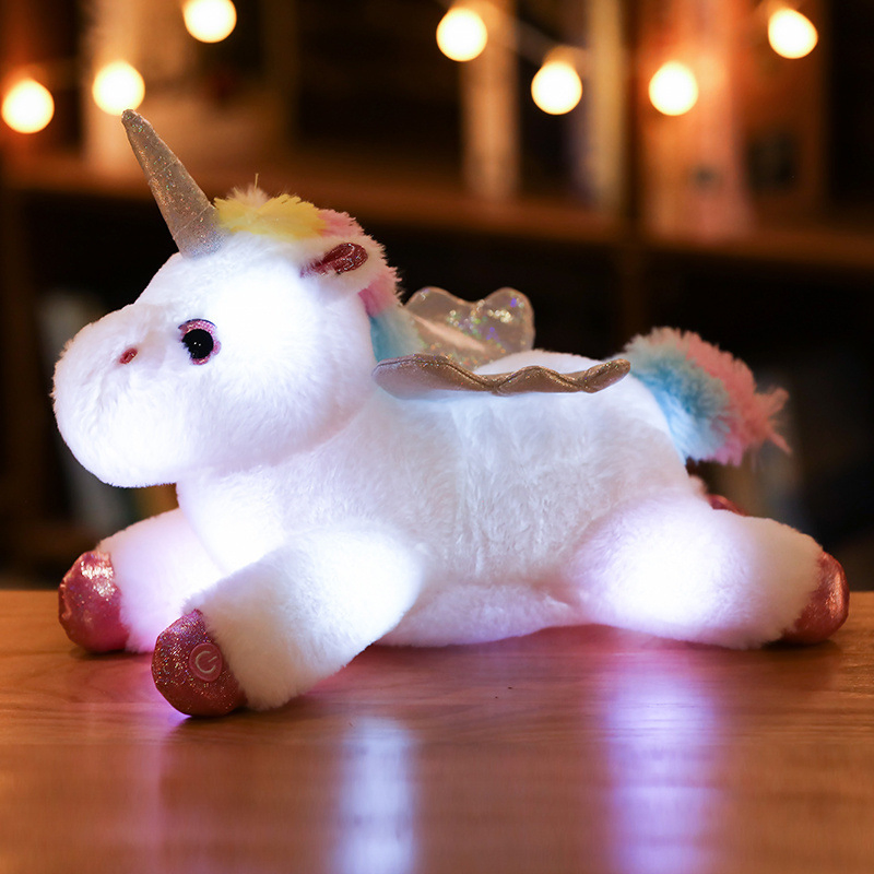 Preço de Atacado Pelúcia Personalizada Brinquedo Design Personalizado Animais Super Macios Crianças Bebês Boneco de Pelúcia Unicórnio Brinquedos Iluminados Fábrica