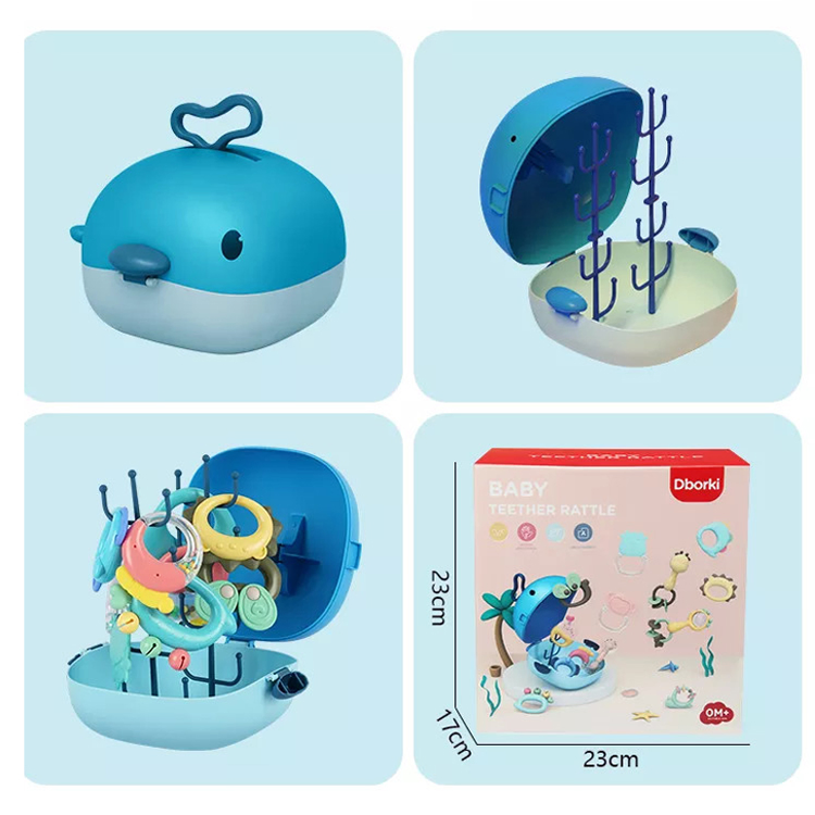 Brinquedos de Atacado Armazenamento Portátil Brinquedos Educativos Chocalhos de Plástico Conjunto de Pequenos Chocalhos para Crianças Bebê Chocalho para Bebês