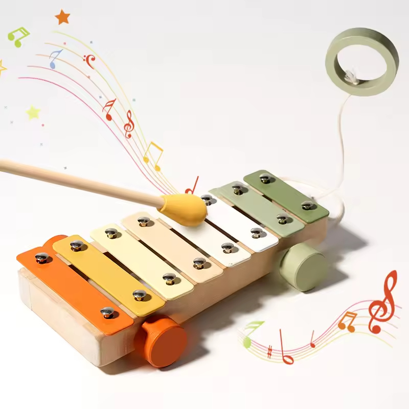 Eco Wooden Rattles Baby Toys Educational Newborn Grasping Natural Tether Musical Instrument Shaker Toys