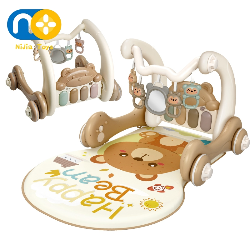 Nijia Alta Qualidade 2 em 1 Brinquedos Educativos Precoce Infantis Piano Rack &amp; Andador Centro de Atividades Tapete de Brincar Ginásio para Bebês Brinquedos para Bebês Pedal de Carrinho Fiddle Andador de Aprendizagem