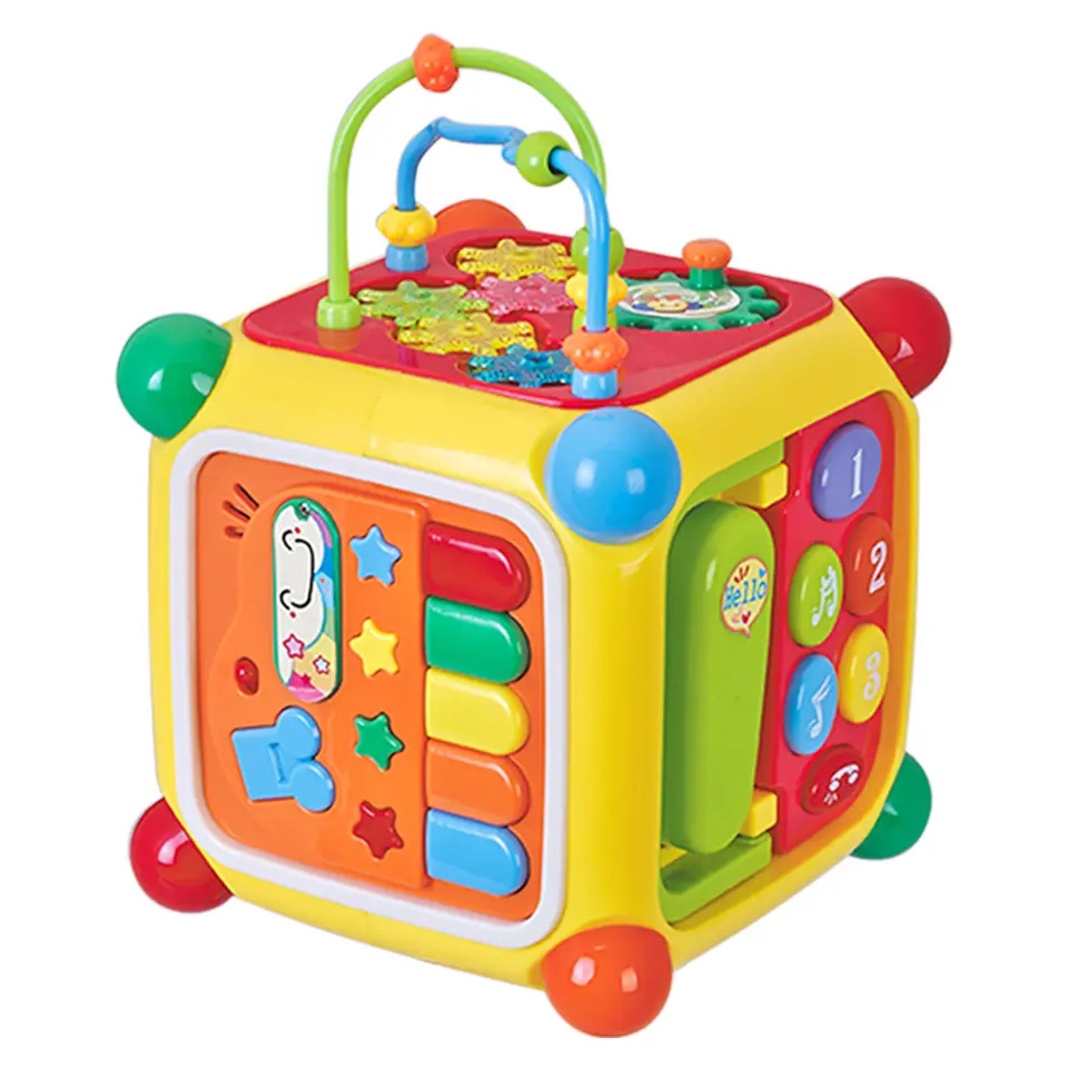 Jogo de Cubo de Atividades Musicais para Bebês com Contas, Classificador de Formas, Centro de Brincadeiras, Presentes Educativos para Aprendizagem Precoce