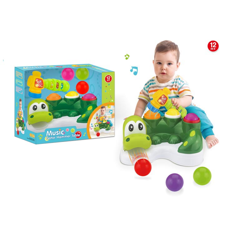Jogo de Mesa Interativo de Crocodilo com Martelo para Crianças - Brinquedos de Bater na Bola para Bebês