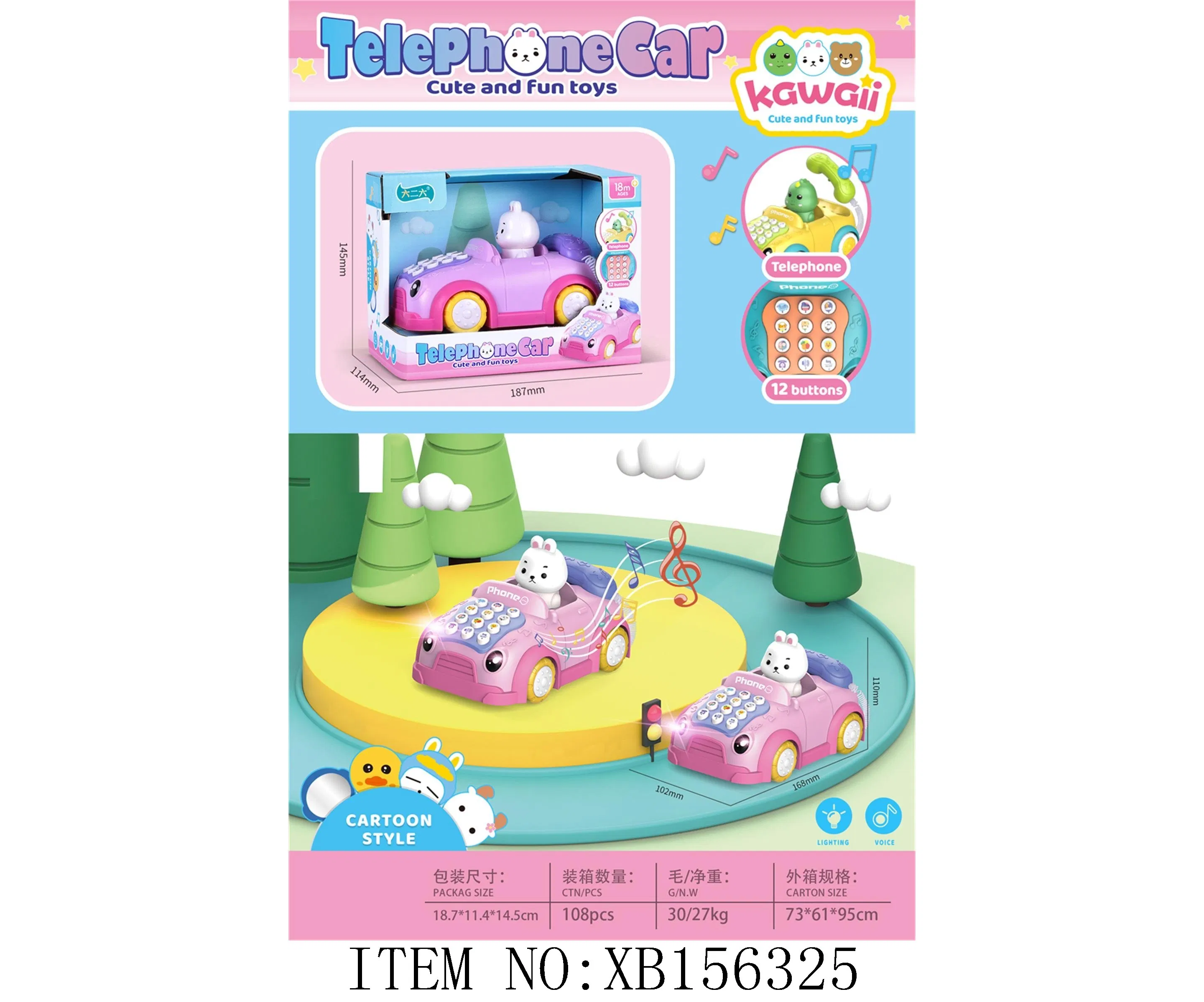 Brinquedo Interativo de Música e Luz para Bebês Xinbo, Carro de Plástico para Crianças, Presente de Educação Infantil para Pais e Filhos, Brinquedo de Telefone para Crianças