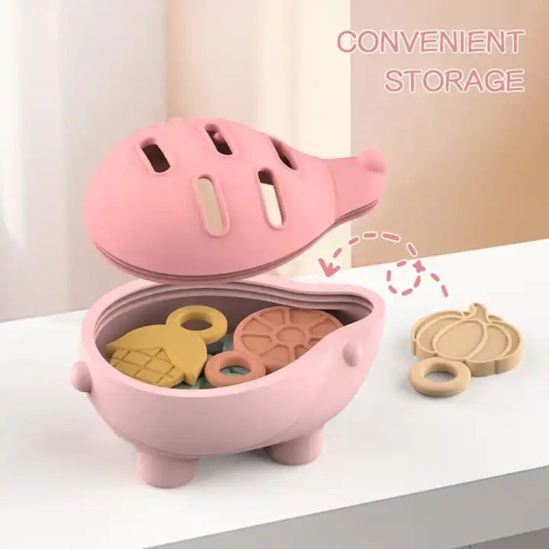 8 em 1 Animais Porquinhos-da-índia Orgânicos Personalizados de Silicone Brinquedos de Mordida para Bebês