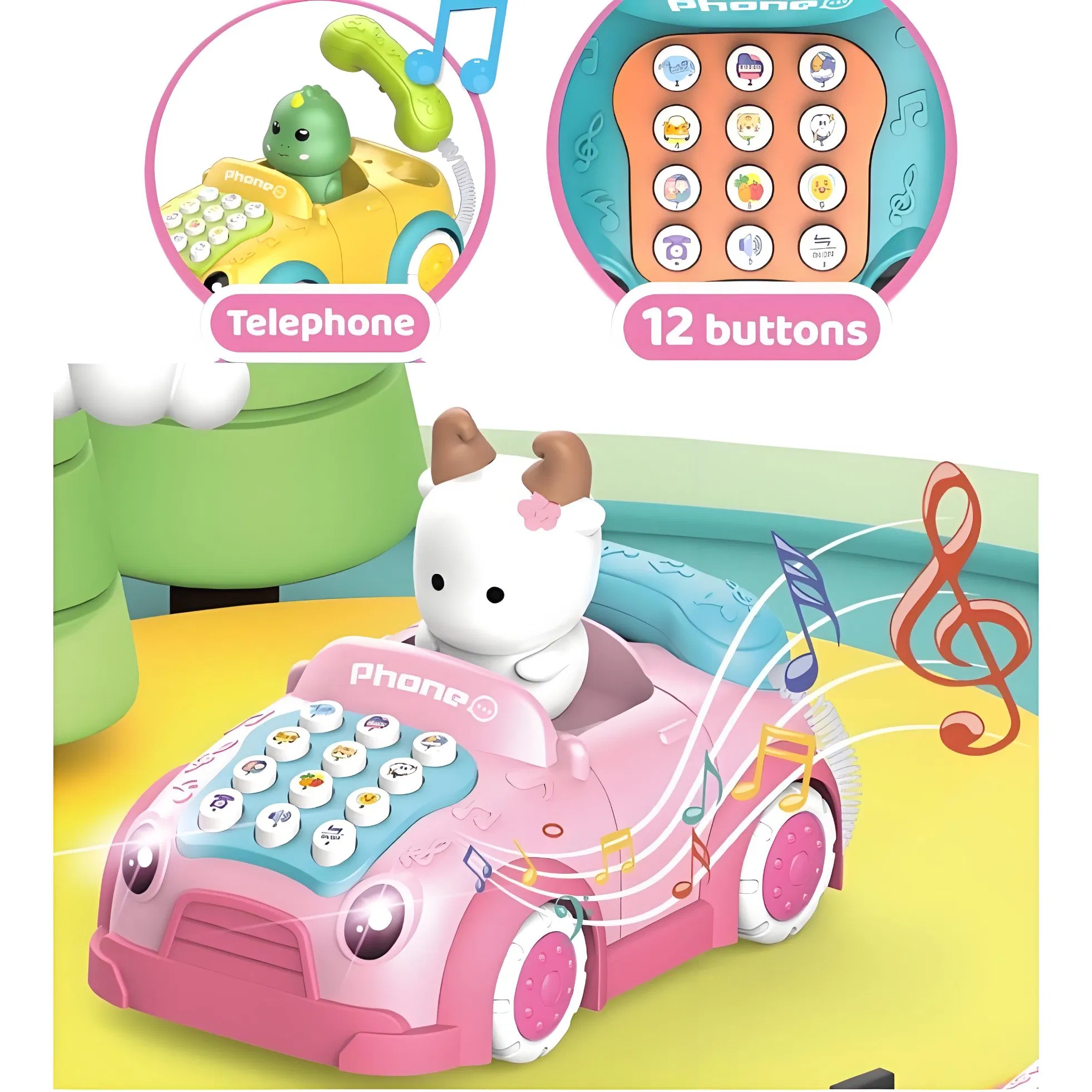 Brinquedo Interativo de Música e Luz para Bebês Xinbo, Carro de Plástico para Crianças, Presente de Educação Infantil para Pais e Filhos, Brinquedo de Telefone para Crianças
