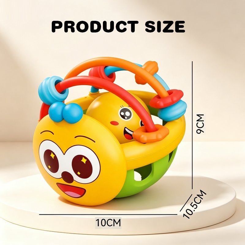 Chocalho de Borracha Macia para Bebês Atacado, Bola de Chocalho de Cartoon Abelha, Brinquedo de Mordida Livre de BPA