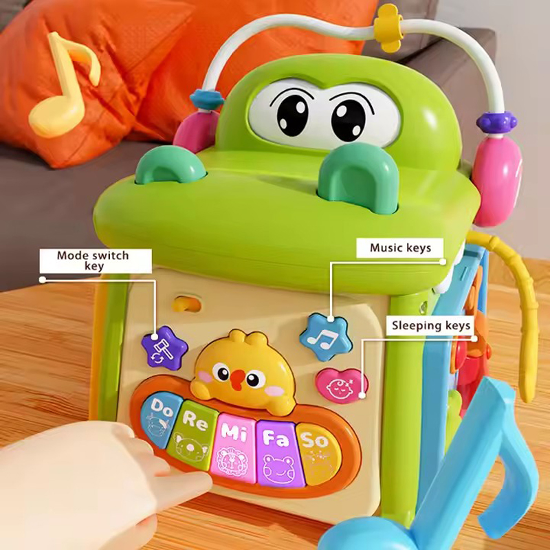 Brinquedos Educativos Iniciais Cubo de Atividades Multifuncional Brinquedo de Poliedro de Bebê Cocodrilo