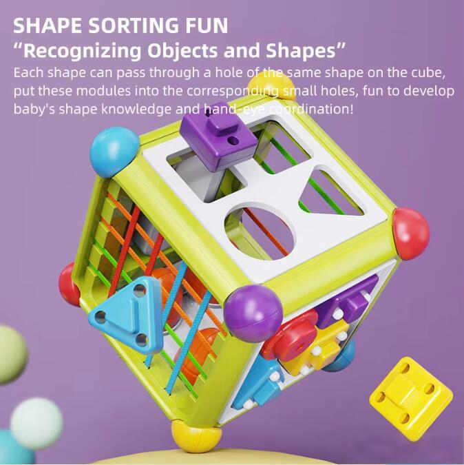 Atividade por Atacado Brinquedo Cubo Seis Lados com Chocalhos para Desenvolvimento Sensorial Brinquedo para Bebê
