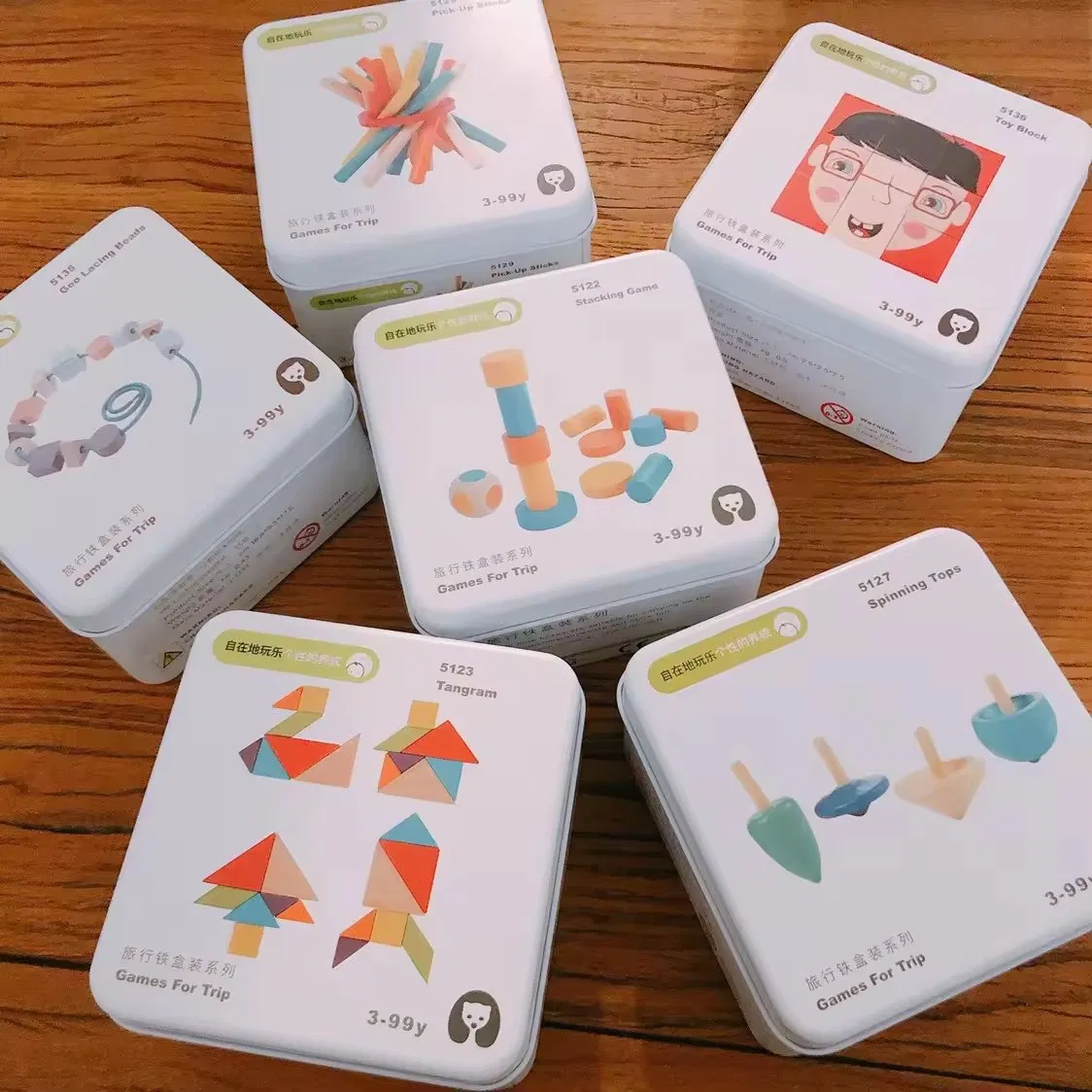 Brinquedos de Blocos de Construção Cognitiva para Bebês, Caixa de Ferro de Viagem Educacional para Crianças, Cubo Quebra-Cabeça Feito de Madeira para Brincar