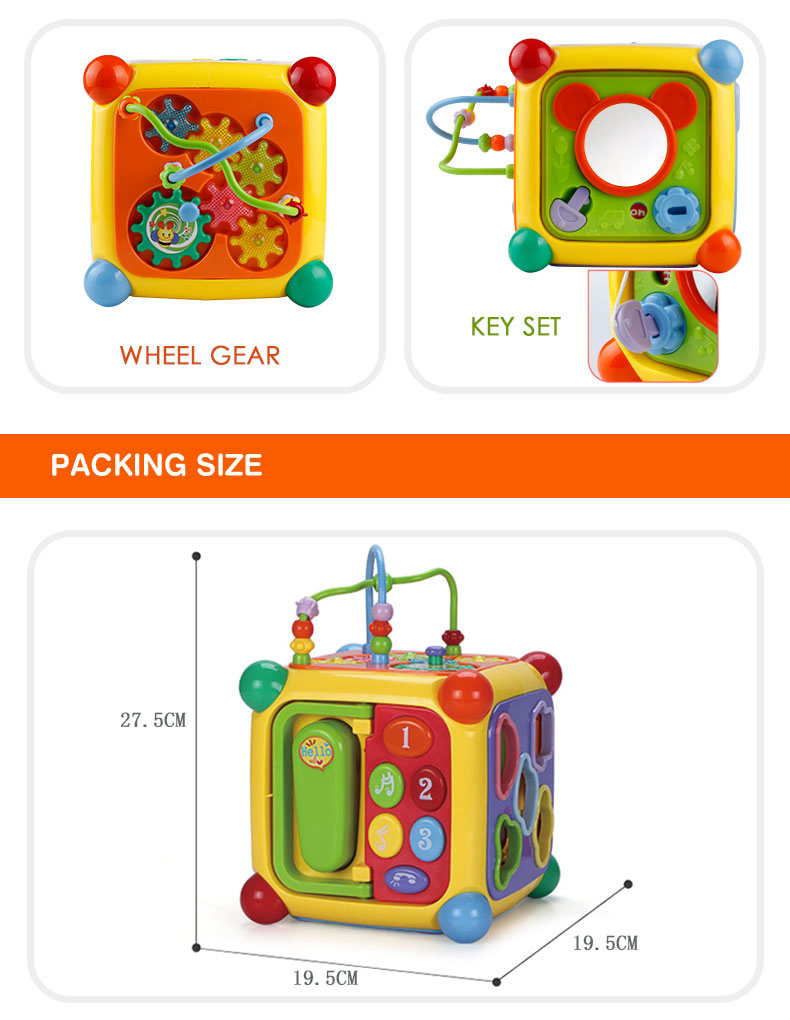 18-36 Mês Aprendizado Interativo Bebê Multifuncional Musical Inteligência Atividade 3D Cubo Brinquedo