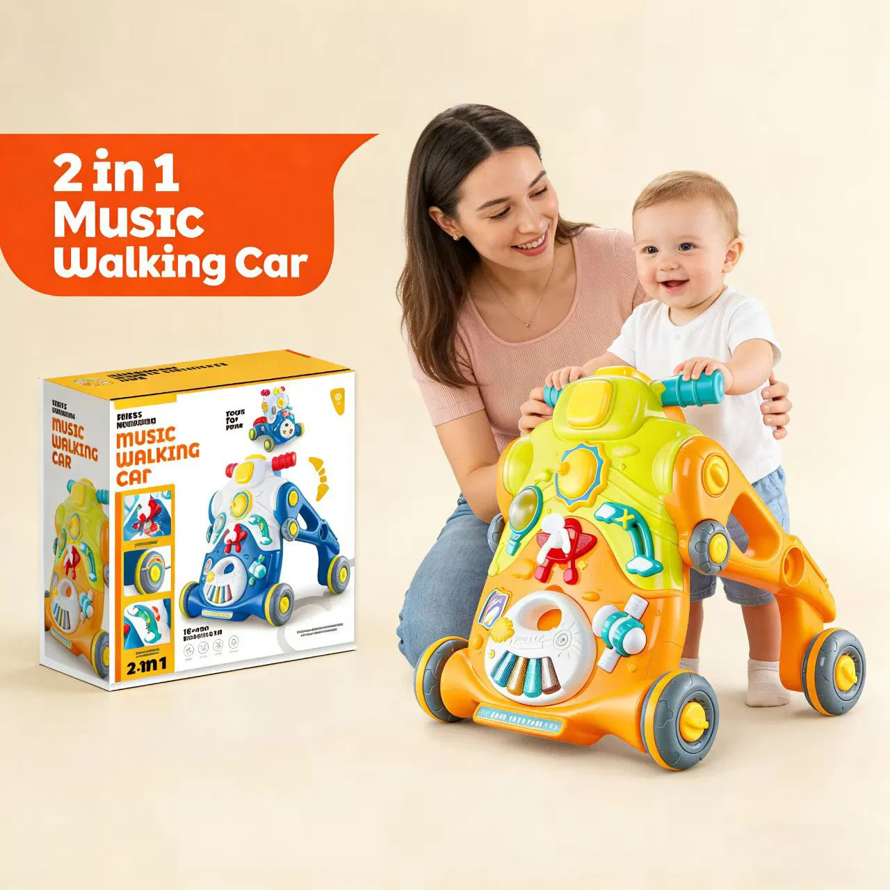 2026 Venda Quente 2 em 1 Andador para Bebê Carrinho Crianças Brinquedos Educativos Sensorial Atacado Brinquedo para Crianças Presente