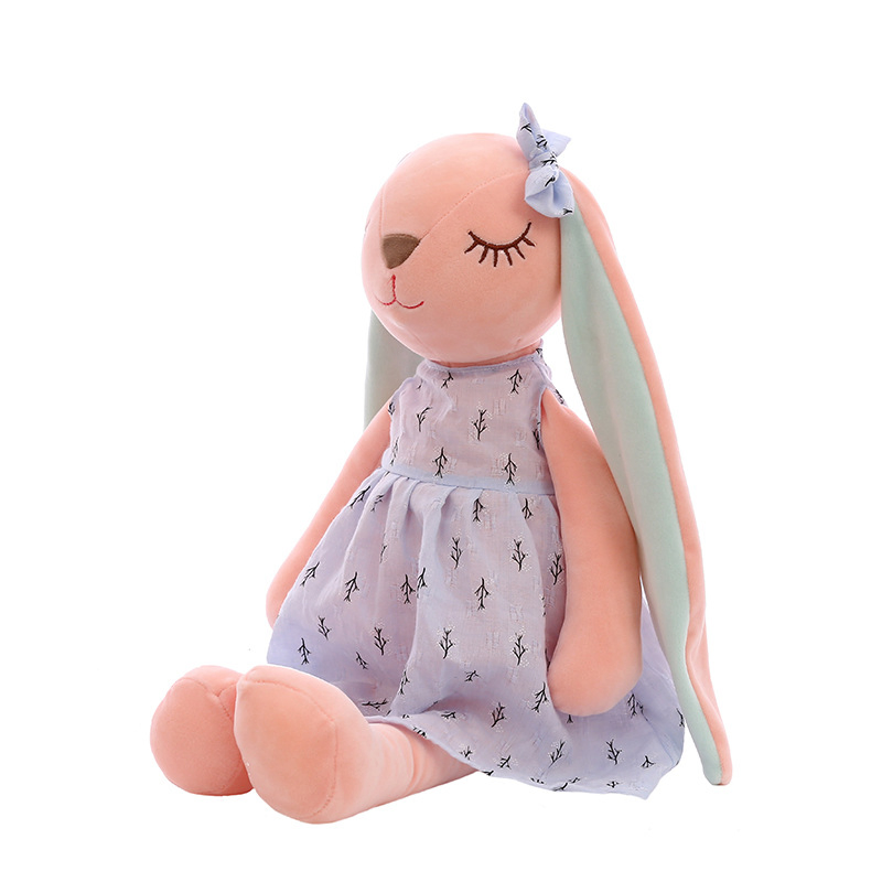Boneco de Coelho de Longas Orelhas em Cartoon, Brinquedos de Pelúcia Macios para Crianças, Companheiro de Sono Coelho, Brinquedos de Animais de Pelúcia Recheados