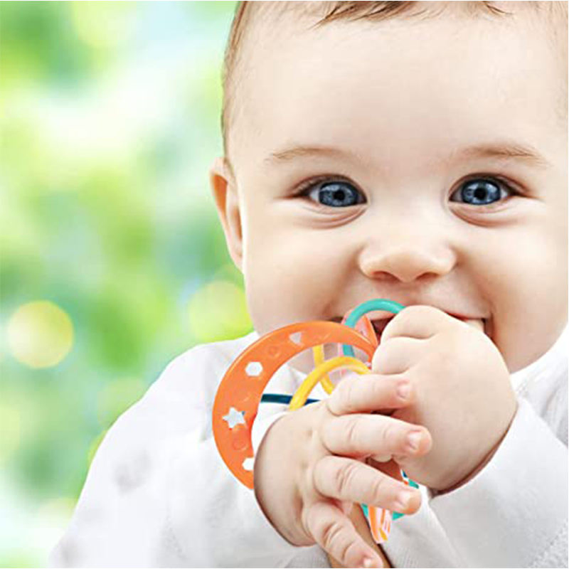 Sonajeros Bebê Livre de BPA Brinquedo Sensorial de Mordida para Bebê Chocalho Brinquedo Sensorial de Mordida Brinquedo de Atividade de Agarrar 0-6 Meses