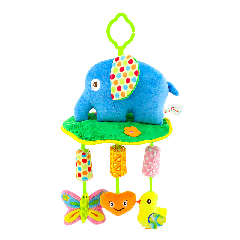 Brinquedo de pelúcia macio pendurado com chocalho, crinkle e som de guizo, anel de animal para carrinho de bebê, cama de carro, berço, brinquedo de viagem, atividade pendurada, móbile para bebês, brinquedos para meninos e meninas