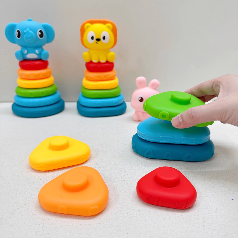 Brinquedos por Atacado AiJH Elefante Bebê Brinquedo de Empilhar Conjunto de Ferrule Empilhado Brinquedos Educativos para Desenvolvimento Sensorial das Mãos