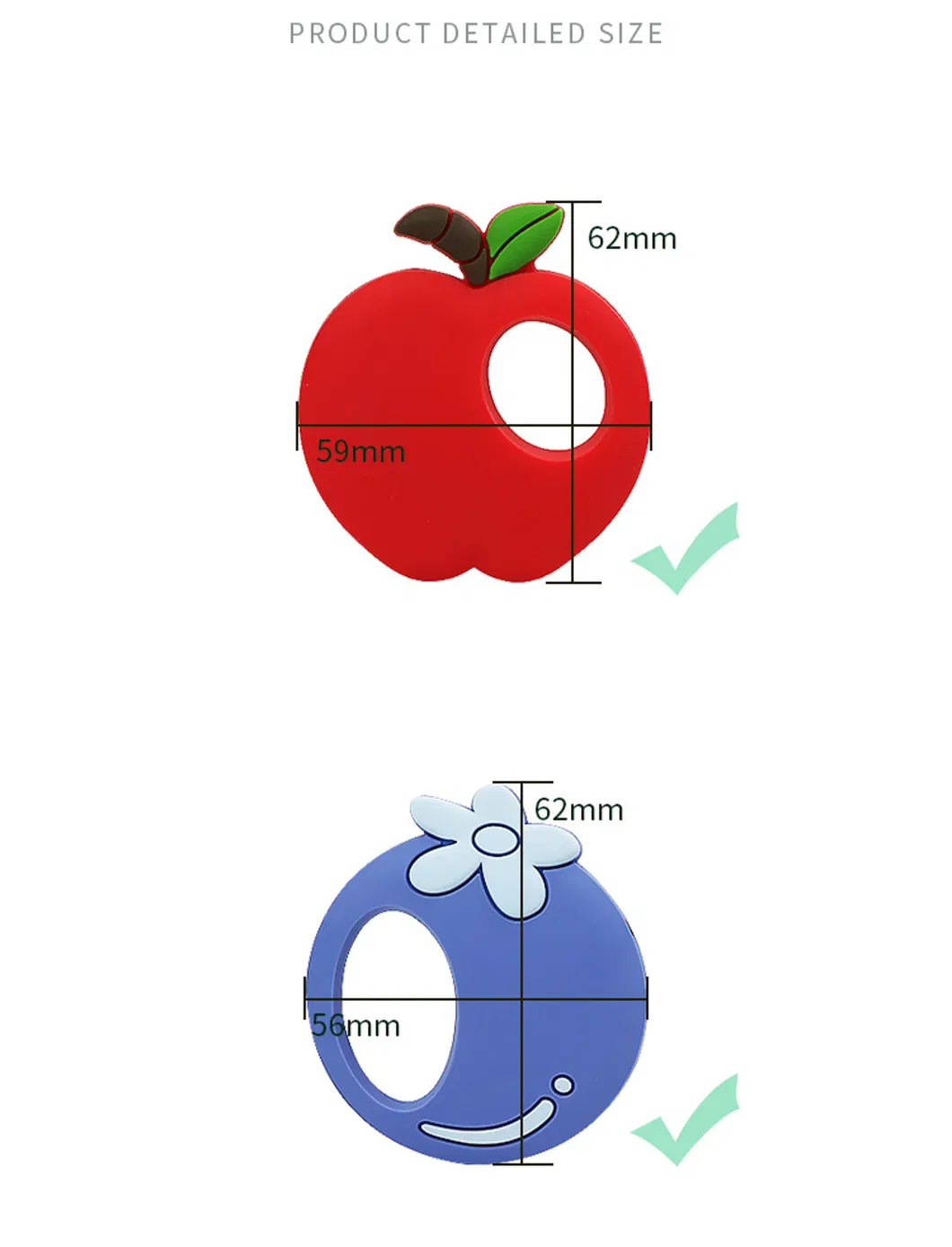 Venda de Fabricação Chupeta de Silicone Livre de BPA Brinquedo de Mastigar em Forma de Fruta Colorida
