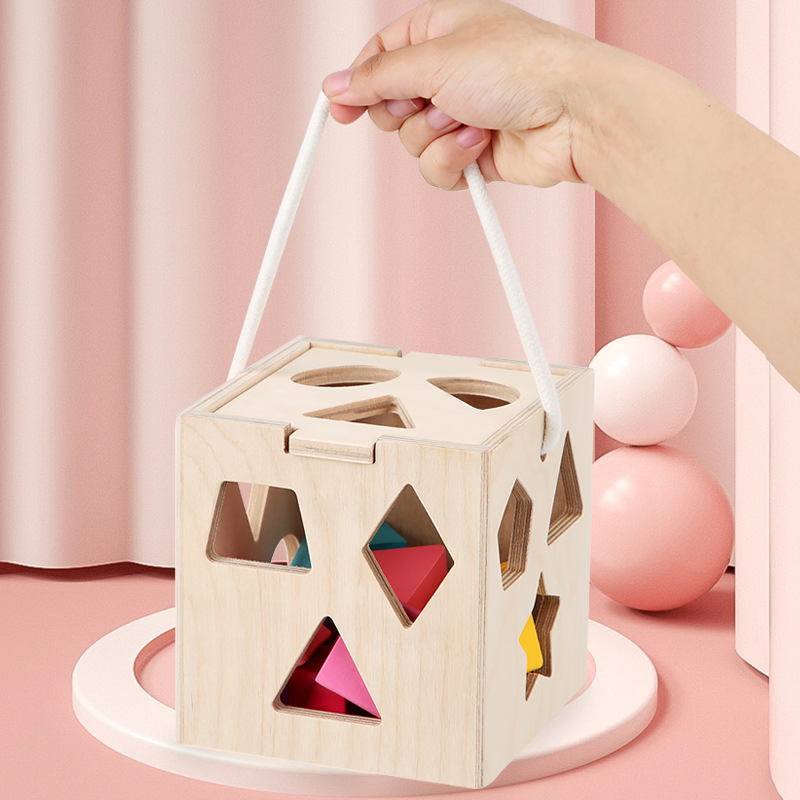 Blocos Geométricos Coloridos de Madeira para Classificação Caixa de Brinquedo para Bebês