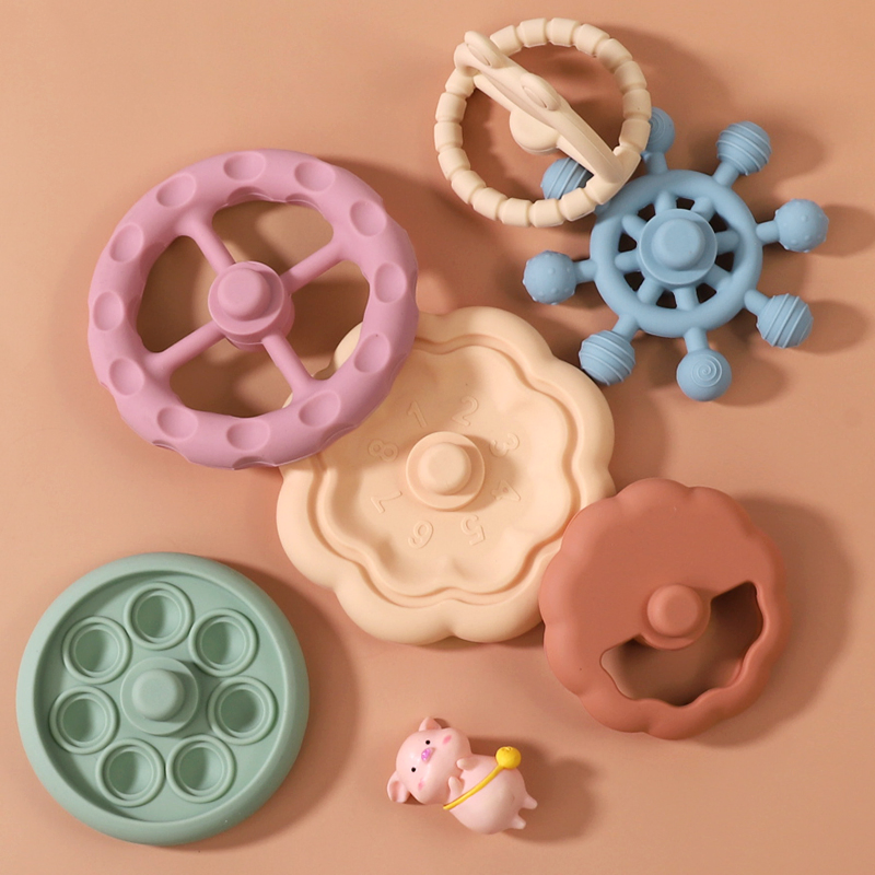 Brinquedos para bebês com adesivo para dentição para bebês pequenos, que podem ser empilhados, segurados e comidos à mão. Pilhas de adesivo dentado para brinquedos divertidos para crianças