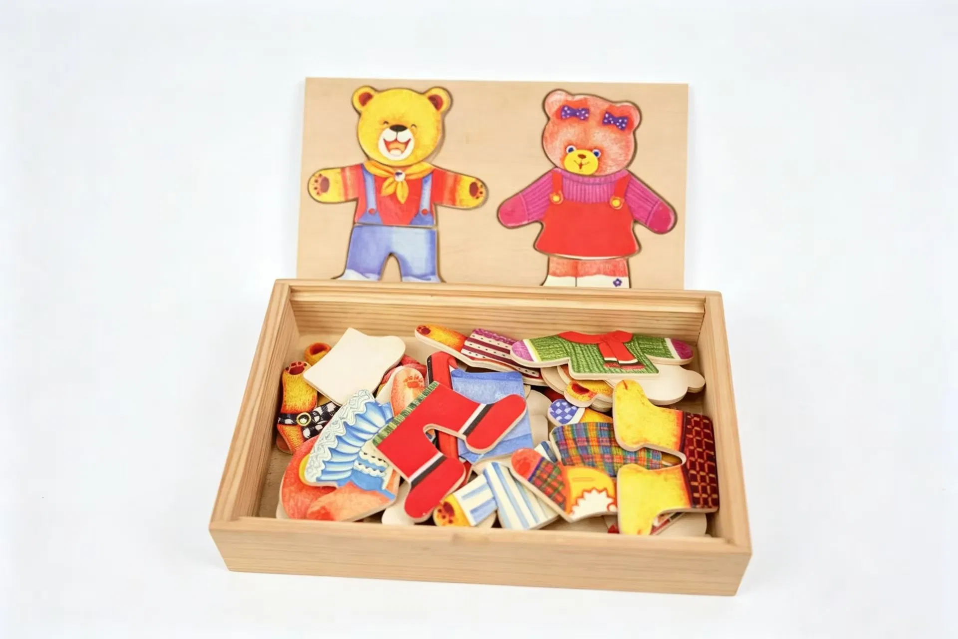 Brinquedo de quebra-cabeça de madeira sem tela Montessori para meninos e meninas, ursinho, para bebês