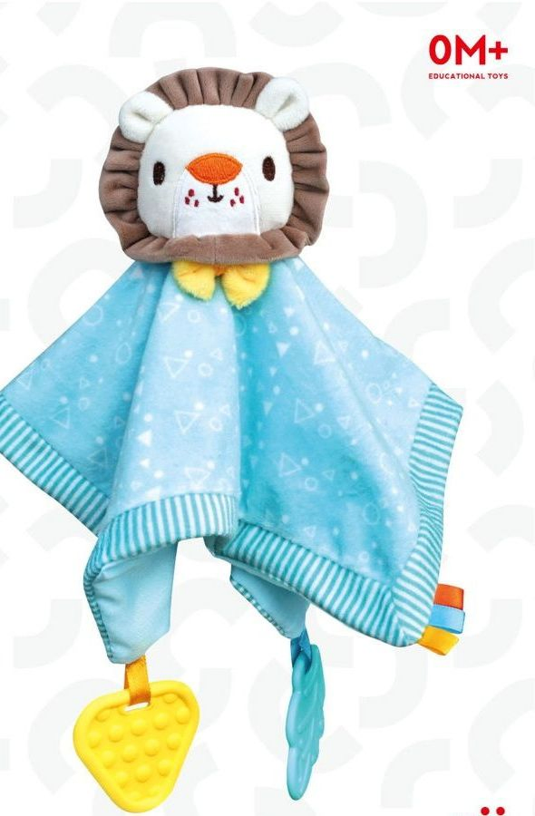 0m+ Cobertor de Conforto de Leão Bebê Macio e Plush Brinquedo Sensorial de Mordida para Bebê