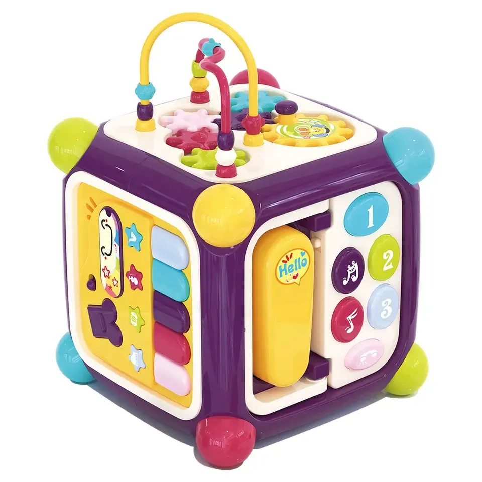 Jogo de Cubo de Atividades Musicais para Bebês com Contas, Classificador de Formas, Centro de Brincadeiras, Presentes Educativos para Aprendizagem Precoce