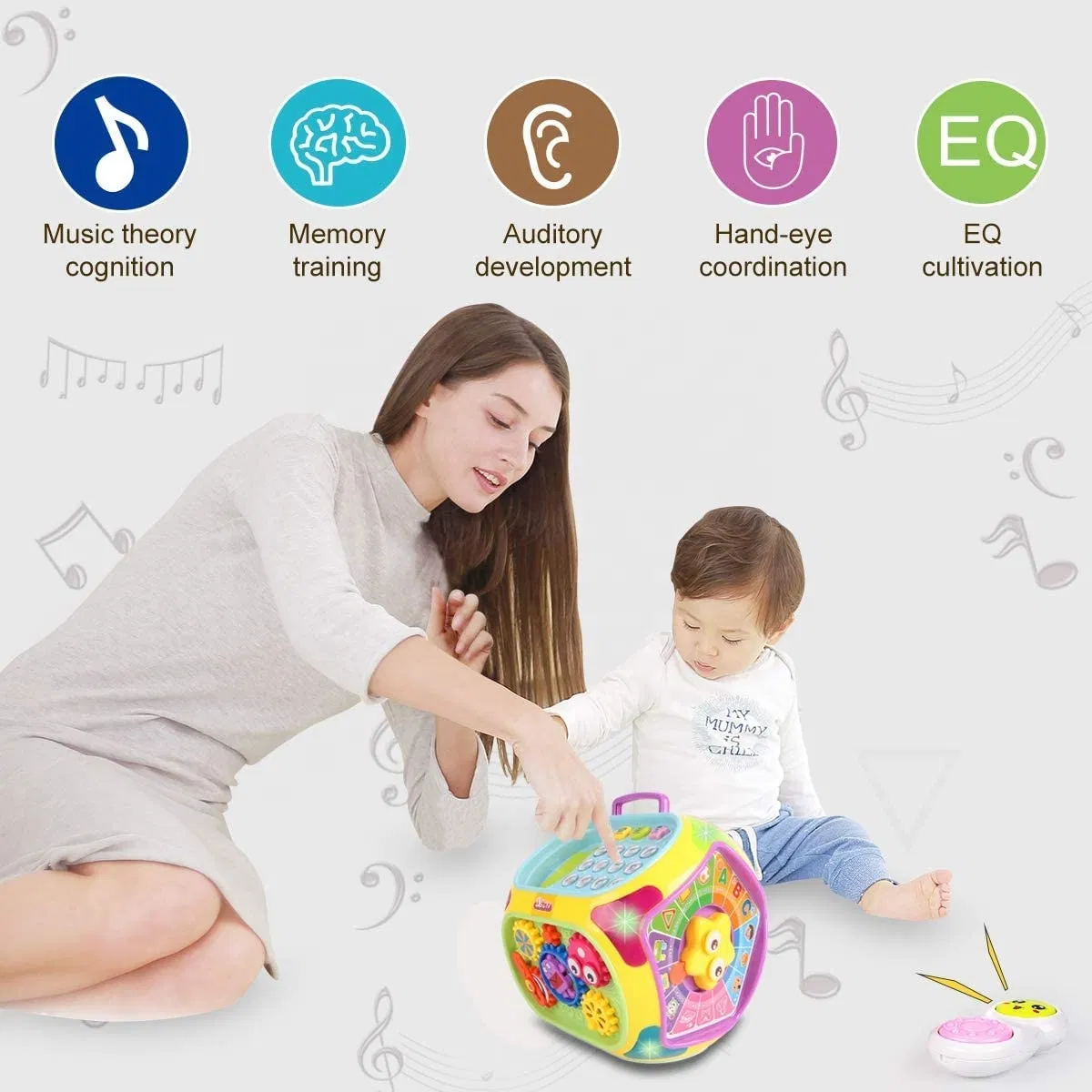 Cubo de Atividades de Alta Qualidade Baoli Brinquedo Educativo Multifuncional para Bebês com Música, Teclado, Tambor, Centro de Atividades