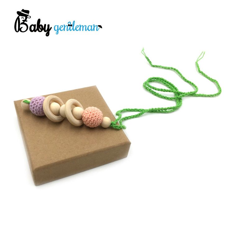 Melhor Vendedor Cadeia de Chupeta de Silicone de Madeira Personalizada Feita à Mão Brinquedo de Mordedor para Bebês Z08267K