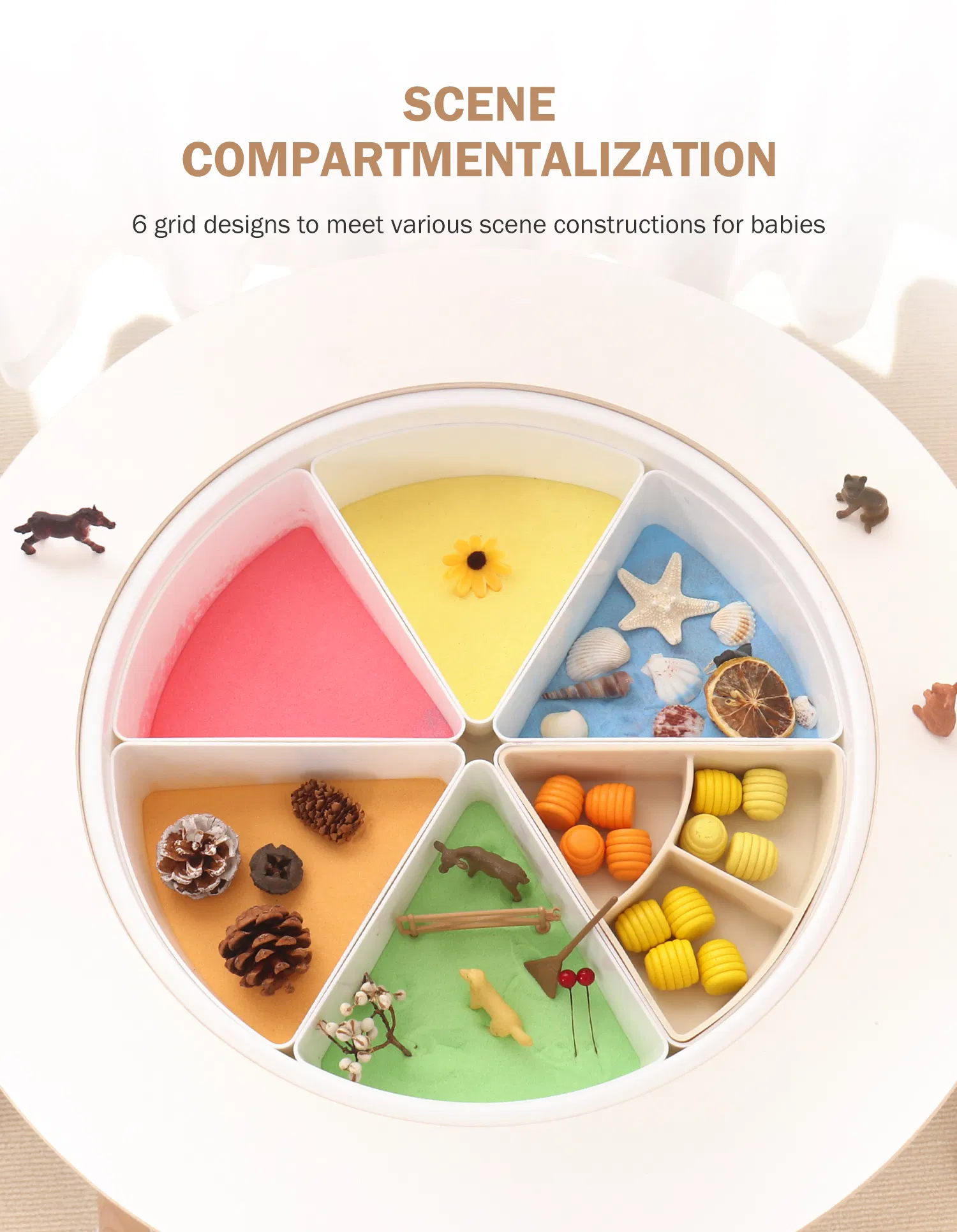 Bandeja de Brincadeira Sensorial Montessori