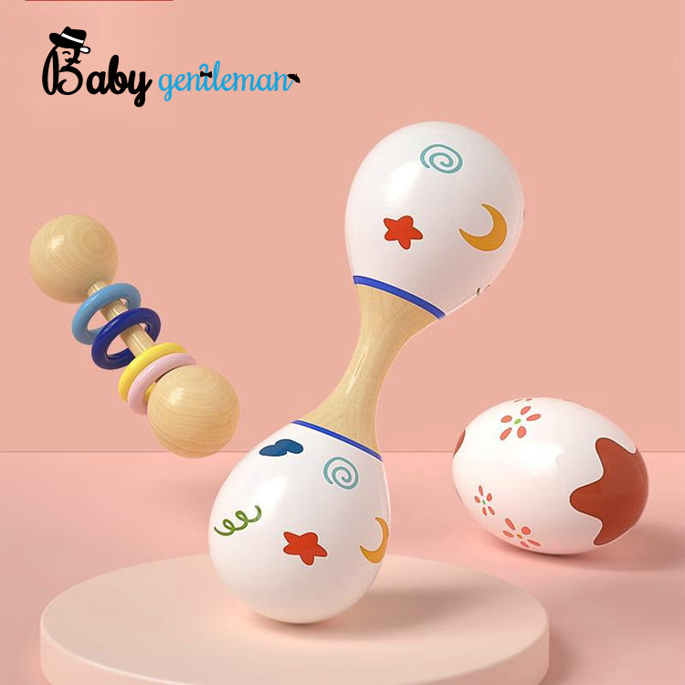 Venda Quente 3PCS Brinquedo Musical de Madeira Conjunto de Chocalho de Bola de Areia para Bebê Z07197I