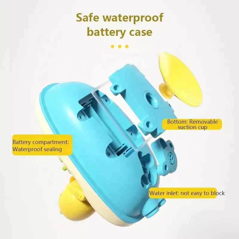 Brinquedo de piscina elétrico em forma de pato engraçado com spray rotativo, brinquedo de banho de bolhas para bebês com chuveiro