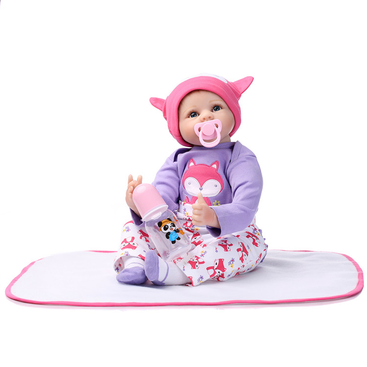 55cm Boneca Reborn de Silicone Realista de Menina Recém-Nascida com Brinquedos de Cachorro de Pelúcia Presentes Criativos para Crianças