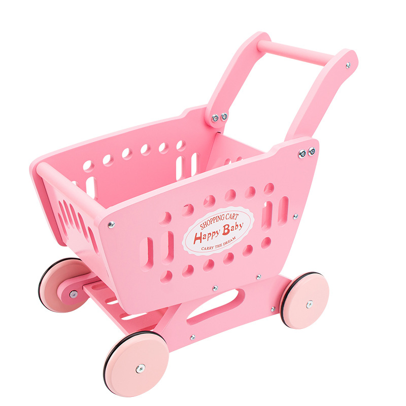 Carrinho de Compras Montessori Educacional para Meninos e Meninas, Carrinho de Bebê, Brinquedo de Madeira para Caminhar para Crianças Pequenas