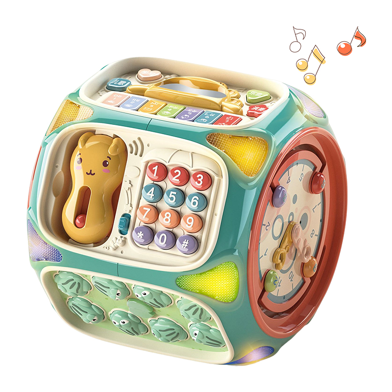 Cubo de Atividades Multifuncional para Bebês com Música e Luz, Tambor Octaedro Educacional para Bebês, Brinquedo de Aprendizado para Crianças Pequenas