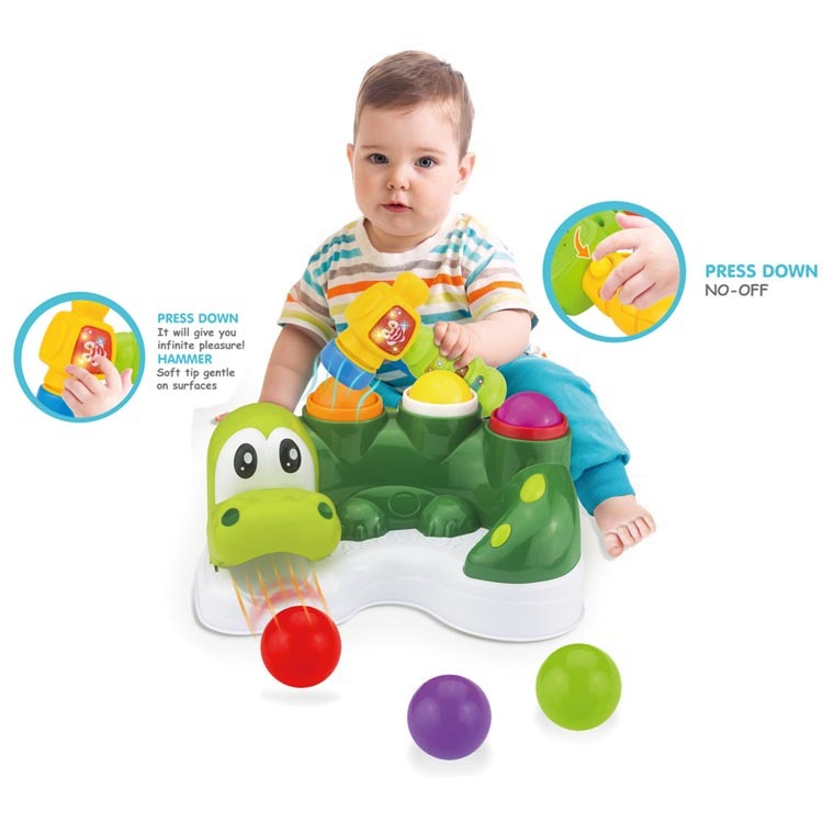 Jogo de Mesa Interativo de Crocodilo com Martelo para Crianças - Brinquedos de Bater na Bola para Bebês